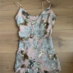 Bebe sequined light pink romper